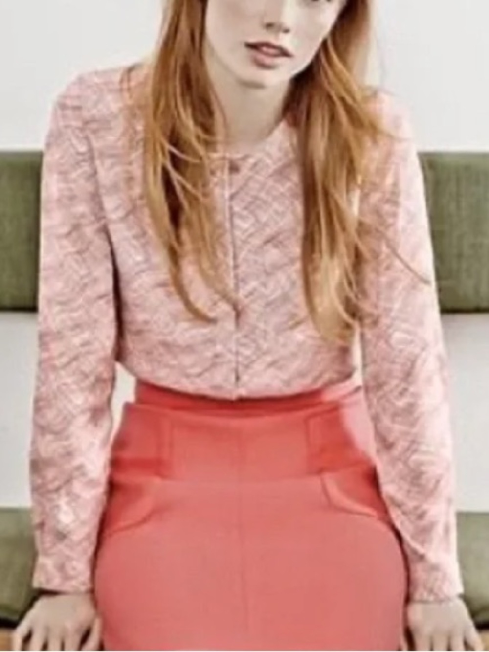 Boden Gwyneth Pink Cream Wavy Stripe Printed Button Up Long Sleeve Blouse Top 8